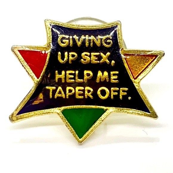 Humorous giving up sex help me taper off pin hat lapel jacket trucker hat pin - Picture 1 of 3